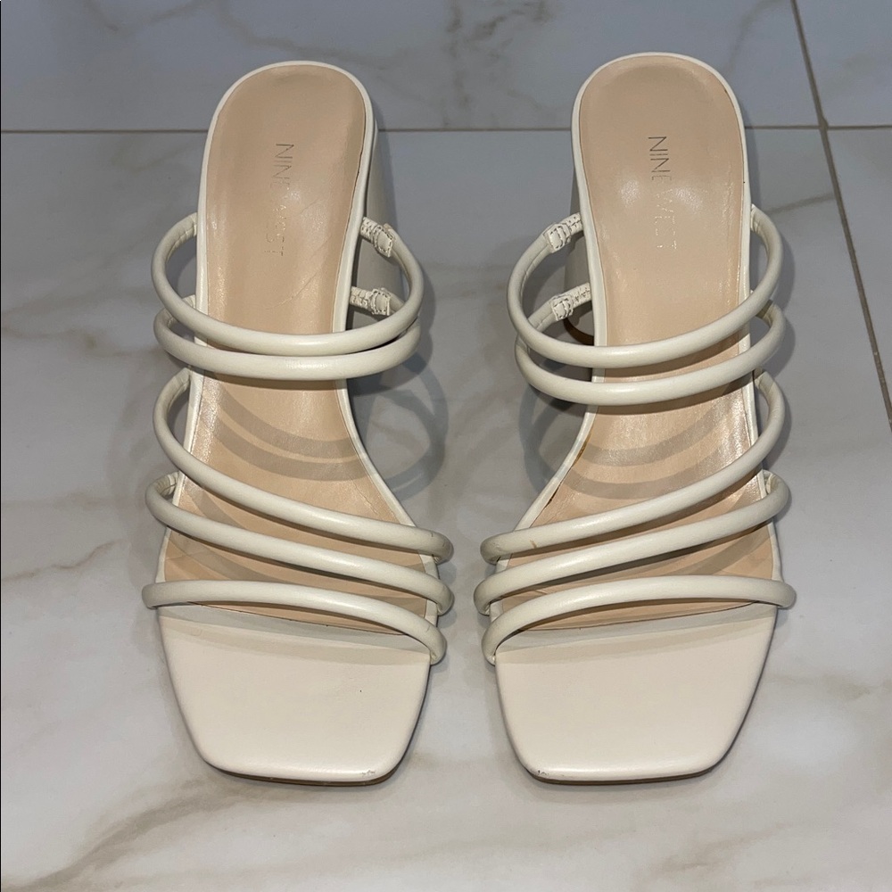 Women's Nine West Ivory Strappy Heels Size 10
